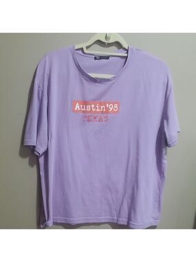 Zara Purple Graphic Tee with Austin '98 Print Size XL